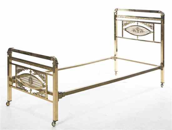 Appraisal: Two Neoclassical Brass Beds each with a headboard footboard and