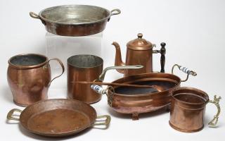 Appraisal: Group th th C Continental Copper Kitchenware Cookware and serving