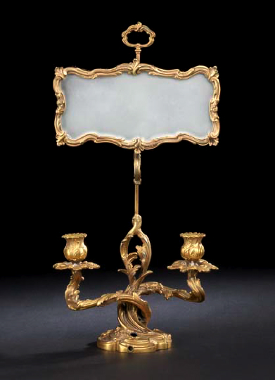 Appraisal: French Rose-Gilded Bronze Two-Light Candelabrum fourth quarter th century in