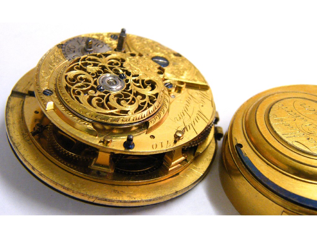 Appraisal: Late th century fusee cylinder pocket watch movement signed Tho