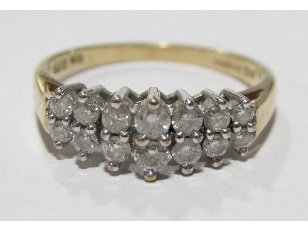 Appraisal: Nine carat gold diamond cluster ring with a two row