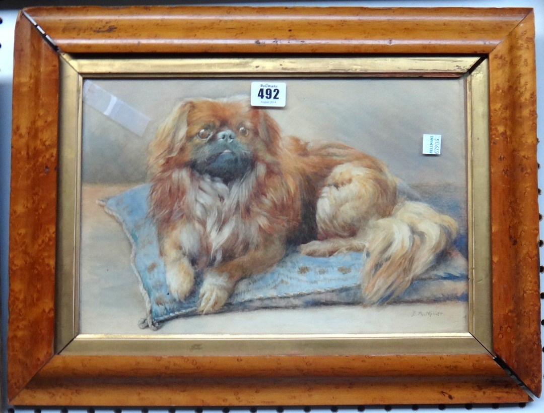 Appraisal: B M Miller circa A Pekinese dog watercolour signed cm