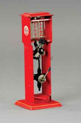 Appraisal: DOLL PETROL PUMP Germany pressed steel pump painted in red