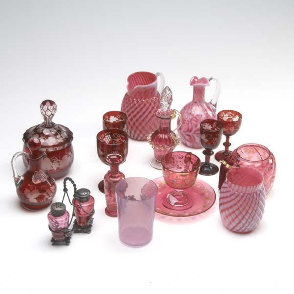 Appraisal: CRANBERRY AND RUBY GLASS Sixteen pieces including six pieces of