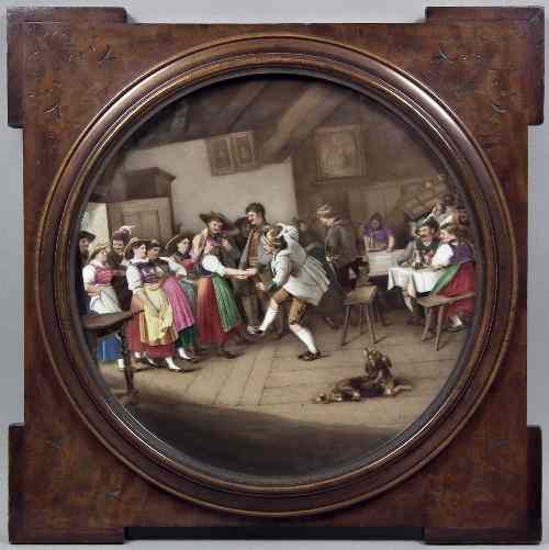 Appraisal: A Vienna porcelain circular plaque decorated in coloured enamels by