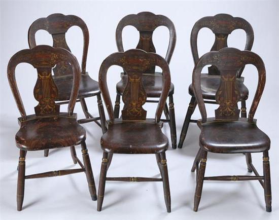 Appraisal: SET OF DECORATED SIDE CHAIRS Probably Pennsylvania mid th century