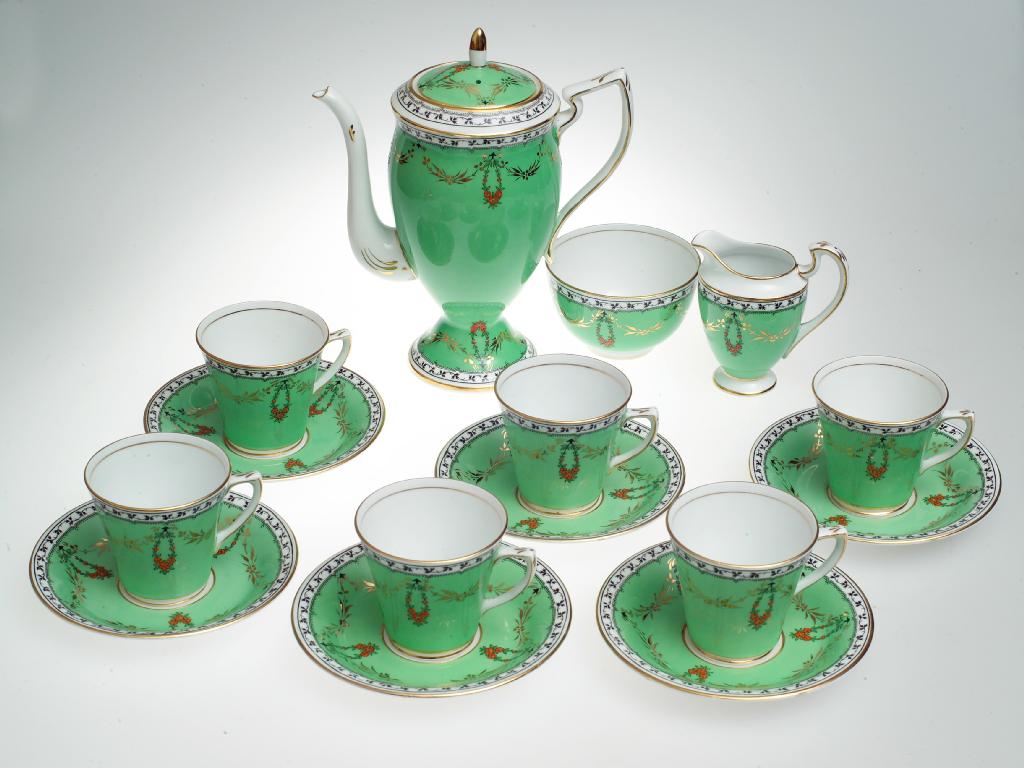 Appraisal: ENGLISH SIX-PIECE COFFEE SERVICE c Jackson Gosling Grosvenor China comprising