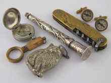 Appraisal: A mixed lot comprising a nickel plated compass a pair