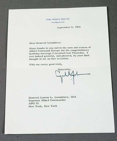 Appraisal: TLS pp on White House letterhead dated September Letter to