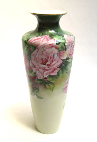 Appraisal: WILLETS BELLEEK PORCELAIN VASE with hand painted rose motif Height