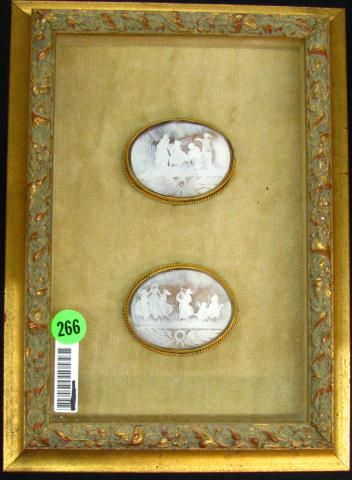 Appraisal: Pair of Antique Cameo Pins depicting women in various scenes