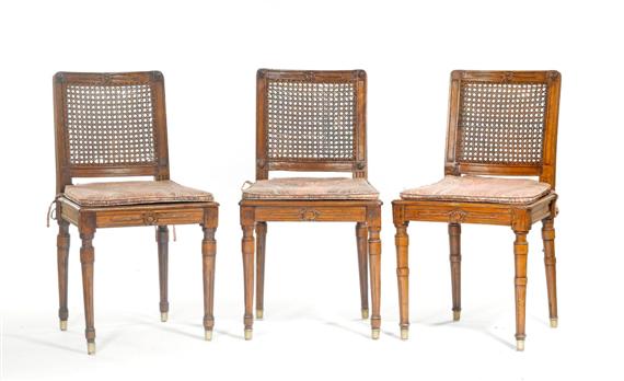 Appraisal: SUITE OF CHAIRS England circa Carved beech and walnut Seat