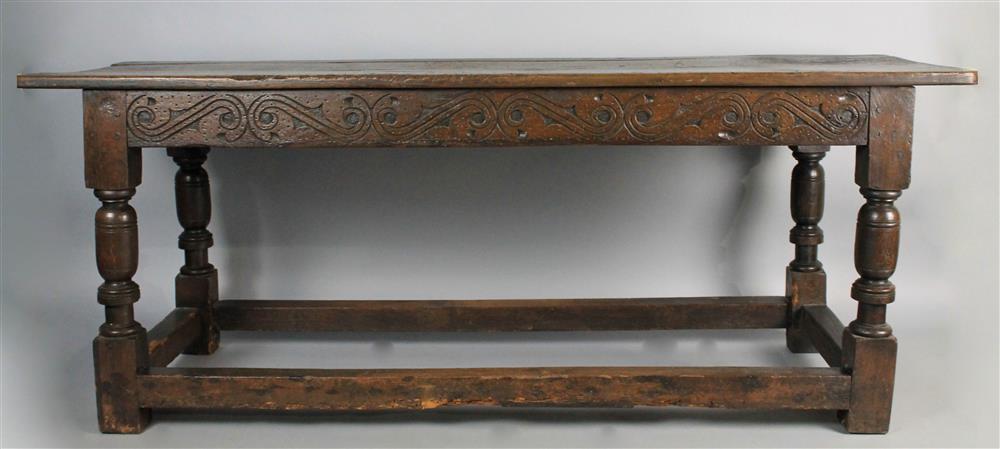 Appraisal: LATE TH CENTURY CONTINENTAL CARVED OAK REFECTORY TABLE having a