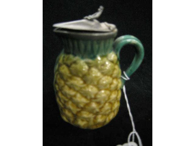 Appraisal: Majolica Pottery Syrup Pitcher pineapple decor