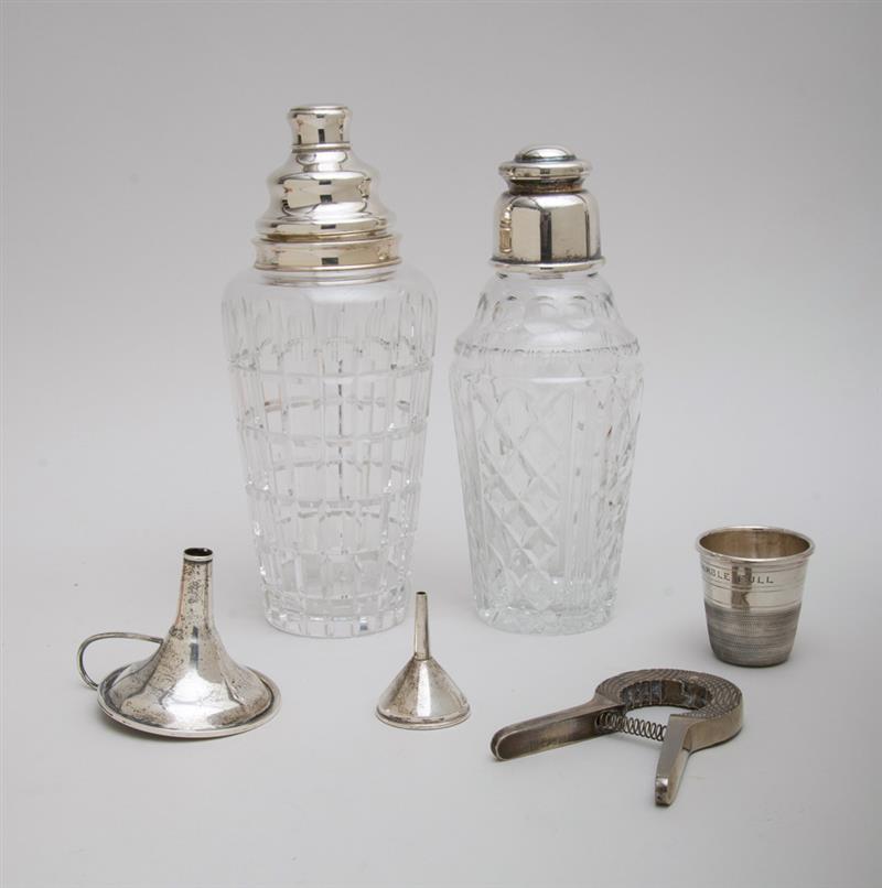 Appraisal: HAWKES CUT-GLASS COCKTAIL SHAKER WITH SILVER COVER AND FRENCH CUT-GLASS