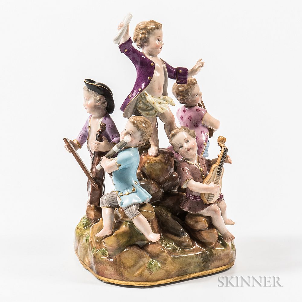 Appraisal: Meissen Porcelain Musician Group Meissen Porcelain Musician Group Germany late