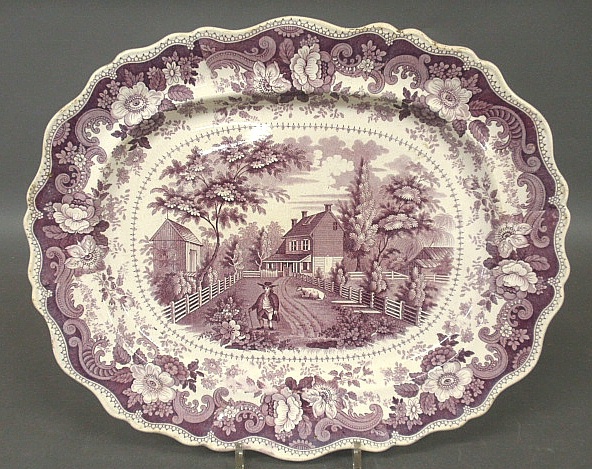 Appraisal: - Large purple Staffordshire Richard Jordan New Jersey transferware platter