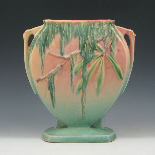 Appraisal: Roseville Moss pillow vase in pink and green Marked Roseville