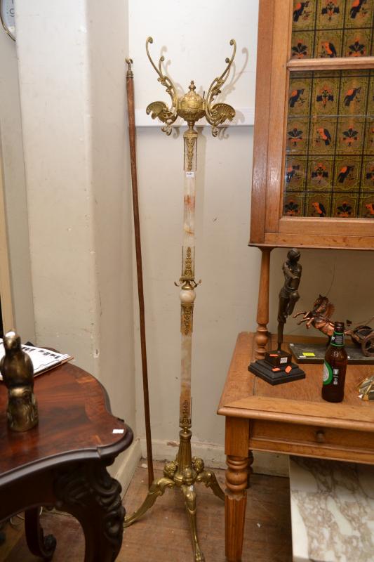 Appraisal: AN EMPIRE STYLE ONYX AND BRASS MOUNTED COAT HAT STAND