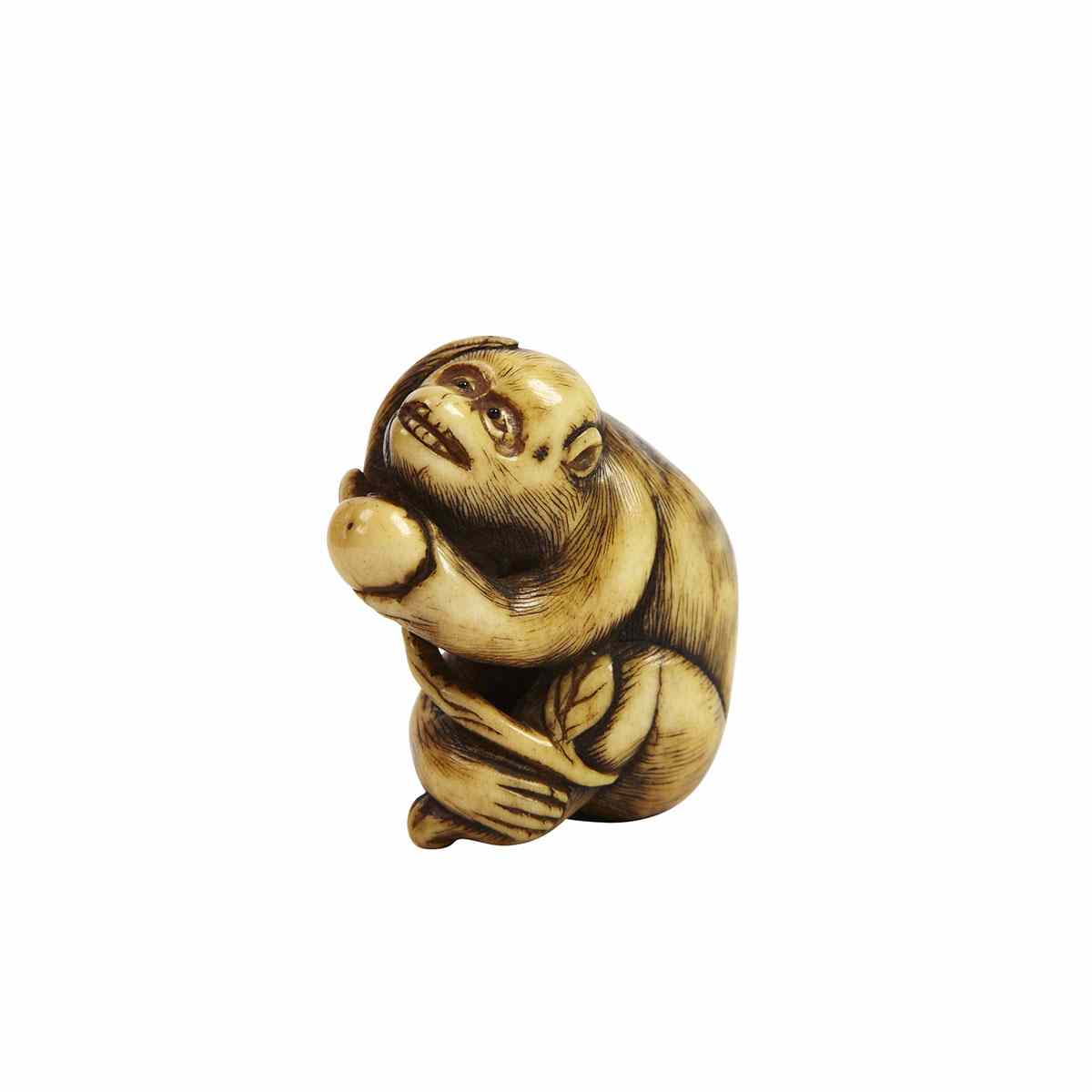 Appraisal: Stag Horn Netsuke of a Large Monkey Early th Century