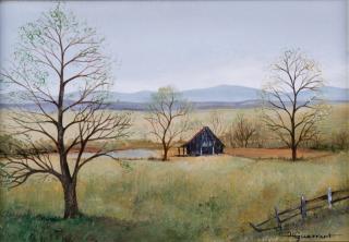 Appraisal: H Guerrant Oil on Board Landscape Possibly Helen Orzel Guerrant