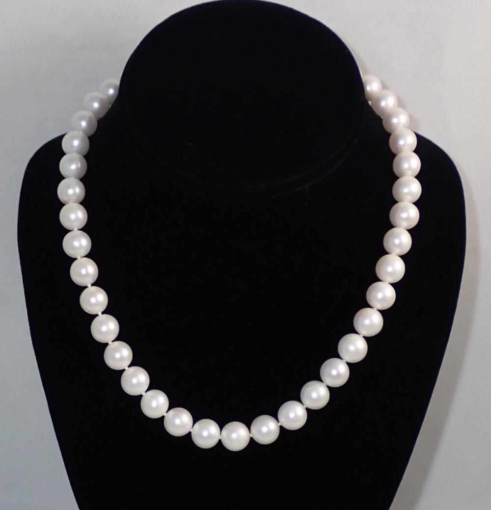 Appraisal: PRINCESS LENGTH PEARL AND FOURTEEN KARAT GOLD NECKLACE - hand-knotted