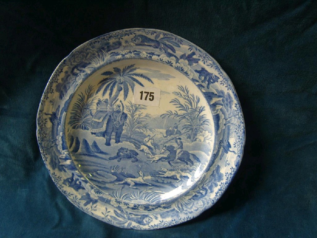 Appraisal: A th century Spode Indian Sporting pattern blue and white