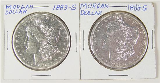 Appraisal: Two Morgan Dollars Two better date and grade Morgan Dollars