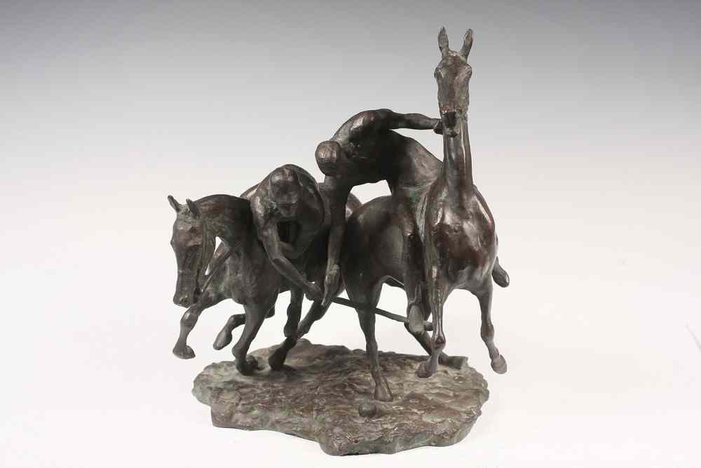 Appraisal: SCULPTURE - Bronze Sculpture of Two Polo Players on Horseback