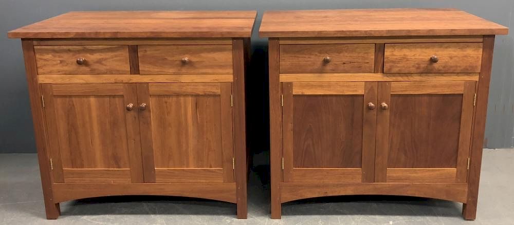 Appraisal: Pair of Cherry Arts and Crafts Style Cabinets Pair of