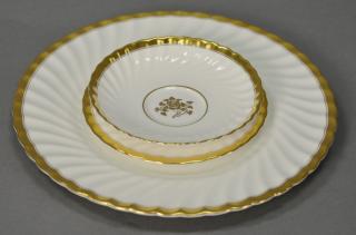 Appraisal: Minton's gold rose partial porcelain dinner set total pieces Minton's