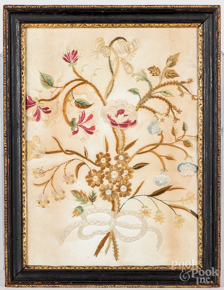 Appraisal: Three English floral embroideries th c Three English floral embroideries