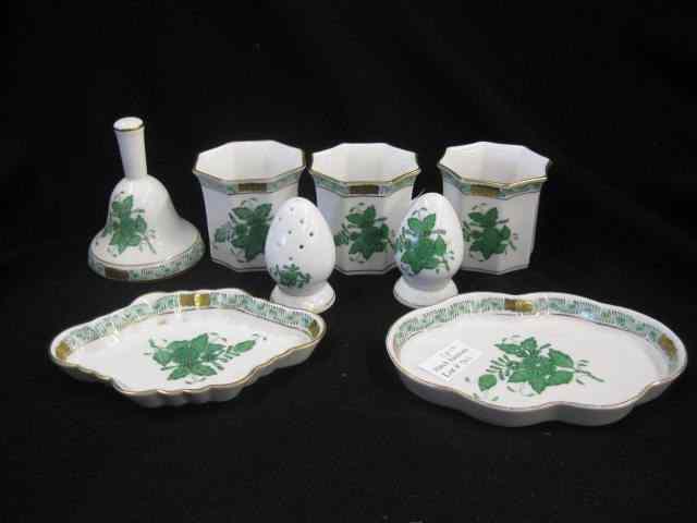 Appraisal: pcs Herend Porcelain green floral salt pepper bell '' vases