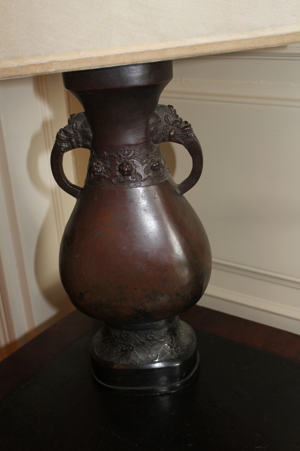 Appraisal: A Chinese bronze baluster vase now fitted as a lamp