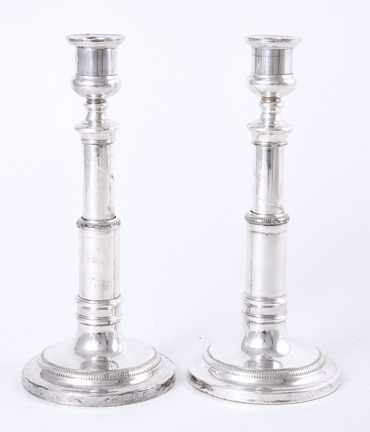 Appraisal: Pair Georgian Old Sheffield fused plate telescoping candlesticks by Matthew