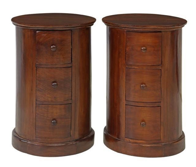 Appraisal: pair Bedside cabinets th c cylindrical case fitted with three