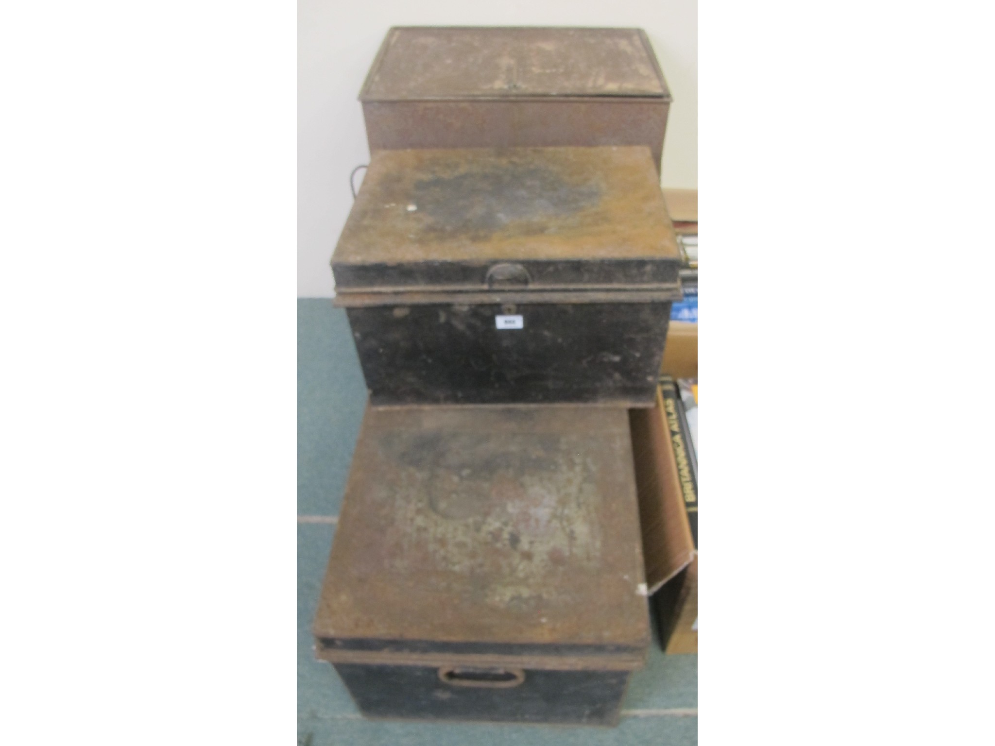 Appraisal: Three metal storage boxes