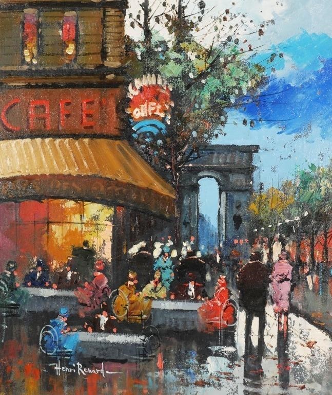 Appraisal: Oil on canvas painting of a Paris Street Scene by