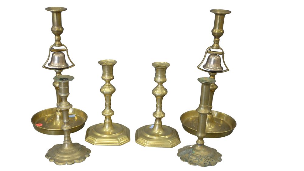 Appraisal: Three Pairs of Brass Candlesticks to include two Queen Anne