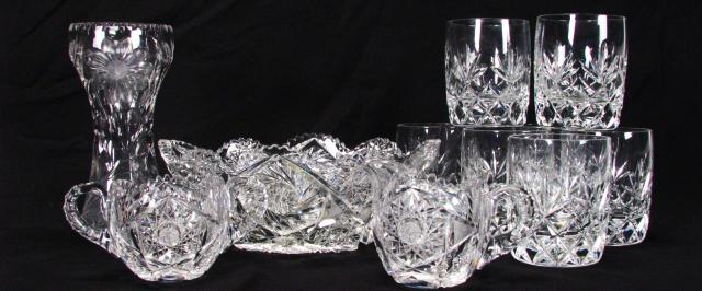 Appraisal: Group of Cut Glass Crystal including a '' oval bowl