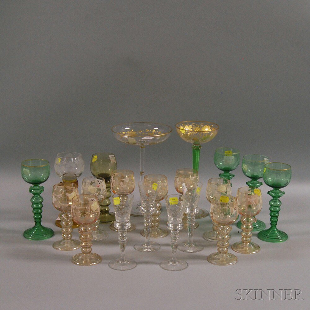 Appraisal: Twenty-one Pieces of Mostly Colored Glass Stemware th th century