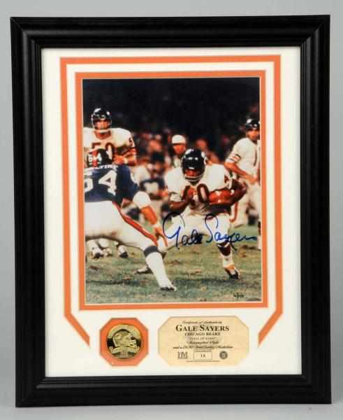 Appraisal: Chicago Bears Gale Sayers Autographed Picture Description Framed Limited edition