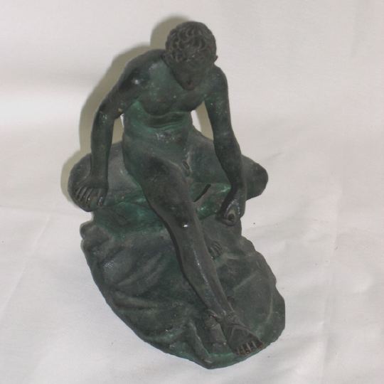 Appraisal: Italian Grand Tour Dark Verdigris-Patinated Bronze Tabletop Figure depicting the