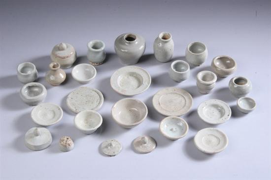 Appraisal: KOREAN GREY PORCELAIN DISHES Choson dynasty Twenty-eight assorted pieces -