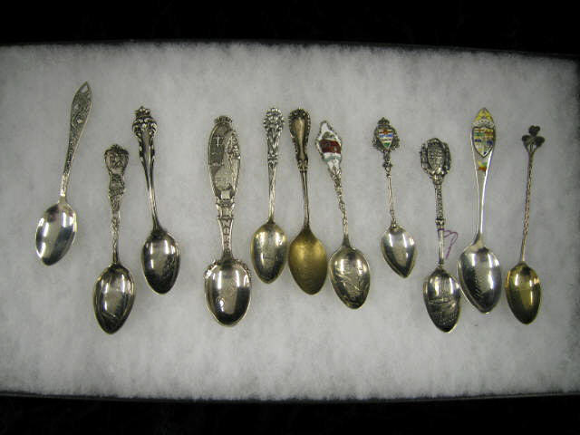 Appraisal: Sterling Silver Souvenir Spoons enameled more