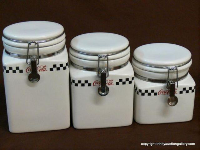 Appraisal: Coca-Cola Design Canister Set - three authorized Coca-Cola Cafe Style