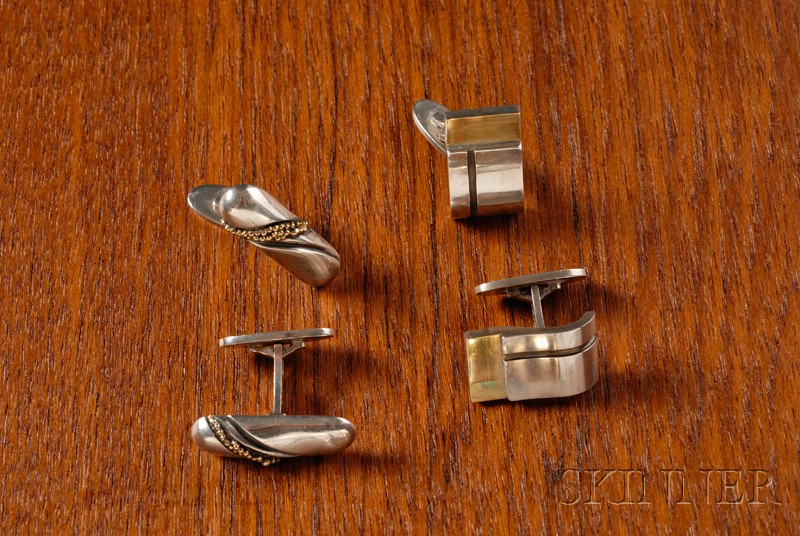 Appraisal: Two Pairs of Georg Jensen Cuff Links Sterling silver with