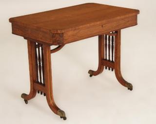 Appraisal: A Regency Rosewood Writing Desk Side Table ca The rectangular