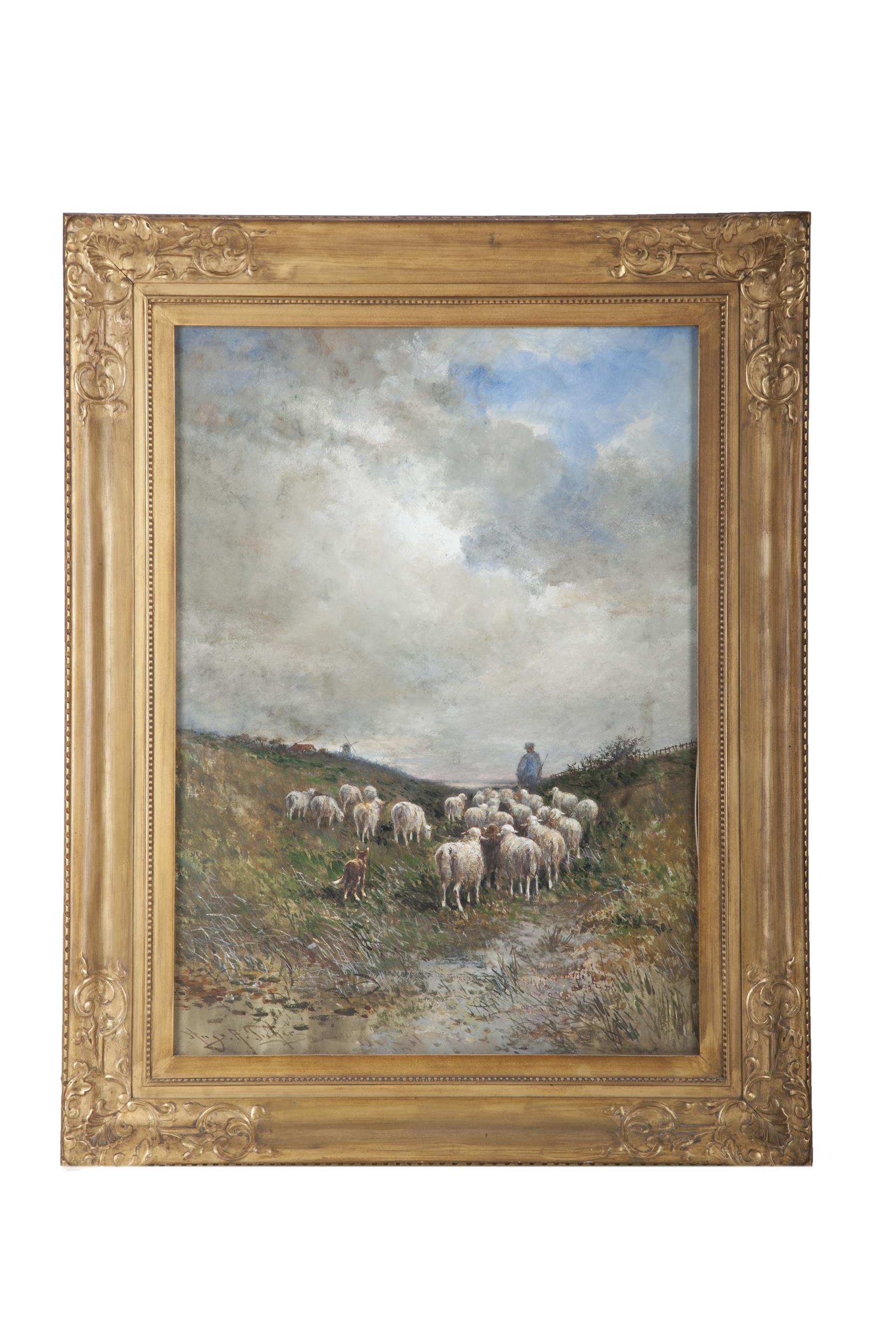 Appraisal: SHEEP BY HUGO ANTOINE FISHER AMERICA CZECH REPUBLIC - Gouache