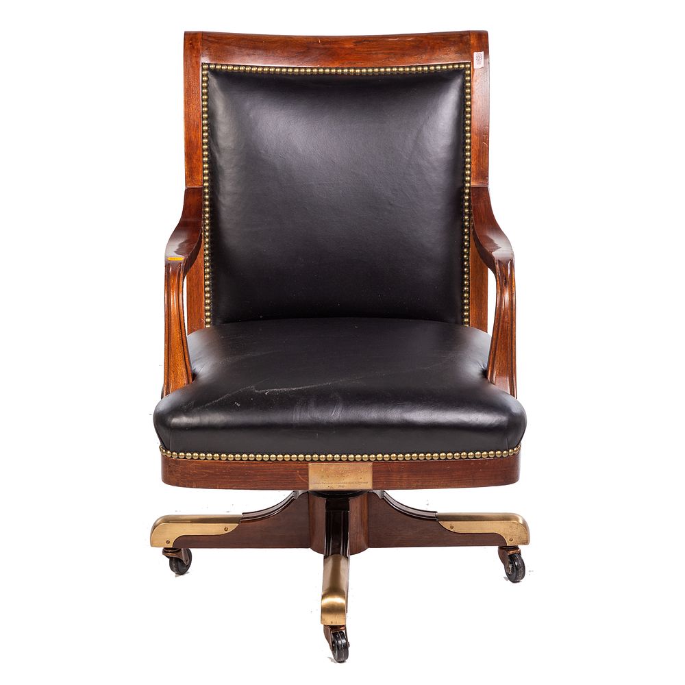 Appraisal: Classical Style Mahogany Swivel Desk Chair Mid- th century mahogany